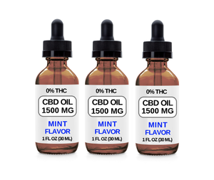 3 Bottles (1500 MG CBD Each) CBD Oil Drops. (Mint Flavor)
