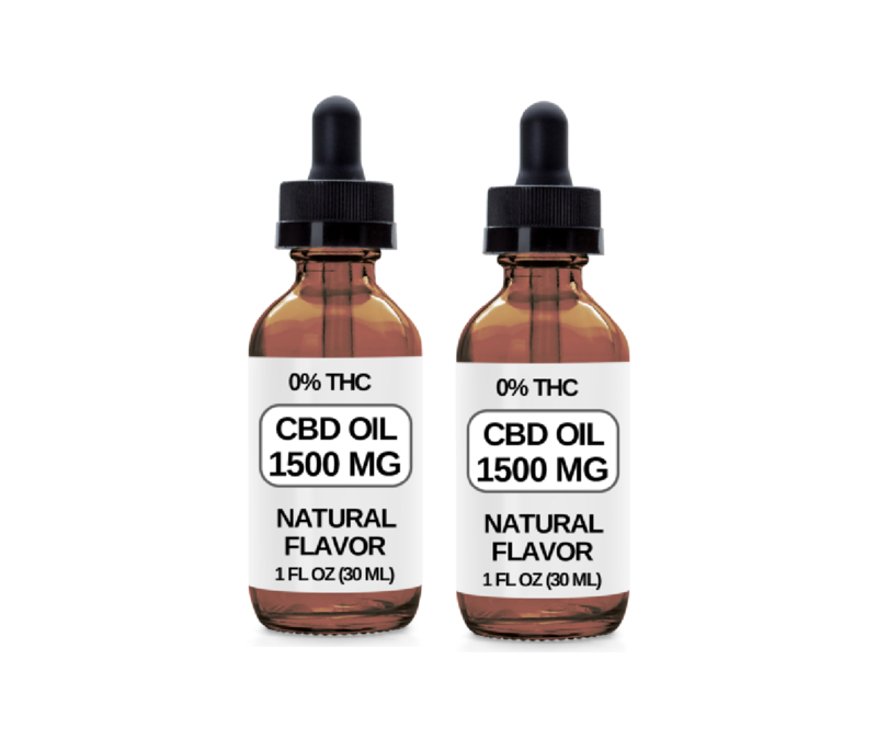 2 Pack. 2 Bottles (1500 MG CBD Each) CBD Oil Drops. (Natural Flavor)