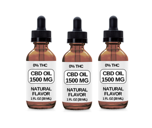 3 Bottles (1500 MG CBD Each) CBD Oil Drops. (Natural Flavor)