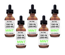 Load image into Gallery viewer, 5 Pack. 2 Bottles (1500 MG CBD Each) CBD Oil Drops. (Mint Flavor) (Copy)
