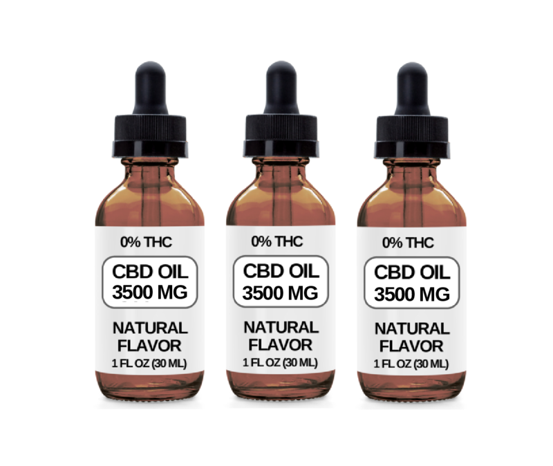 3 Bottles (3500 MG CBD Each) CBD Oil Drops. (Natural Flavor)