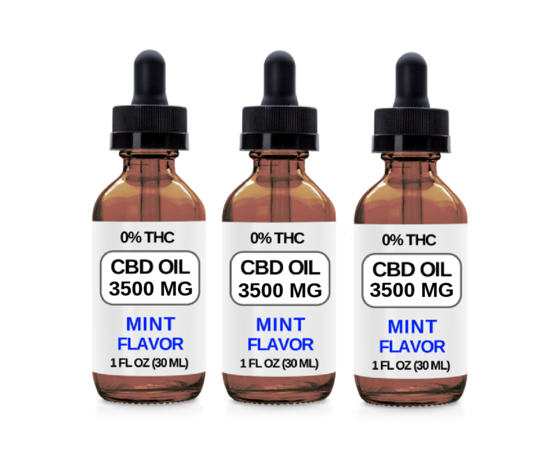 3 Bottles (3500 MG CBD Each) CBD Oil Drops. (Mint Flavor)