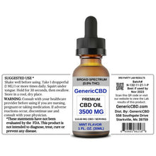 Load image into Gallery viewer, 1 Bottle (3500 MG CBD Each) CBD Oil Drops. (Mint Flavor)
