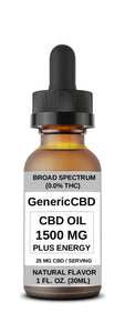 1500 MG of CBD oil. Has a touch of added ENERGY. (Natural Flavor)